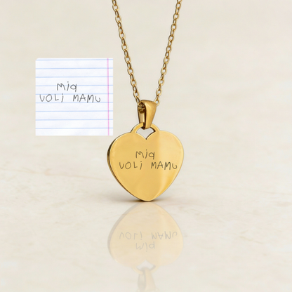 Ogrlica s gravurom rukopisa/crteža na medaljonu srca