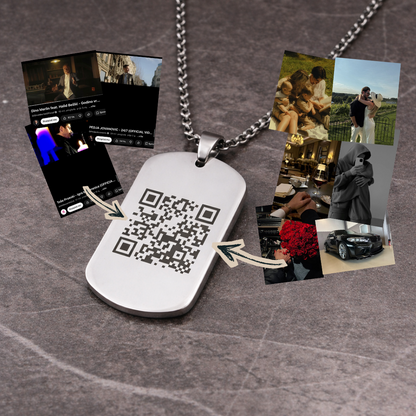 Muška ogrlica s gravurom QR kod-a