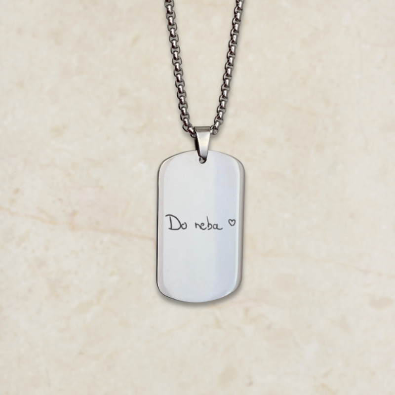 Muška ogrlica s gravurom rukopisa/crteža